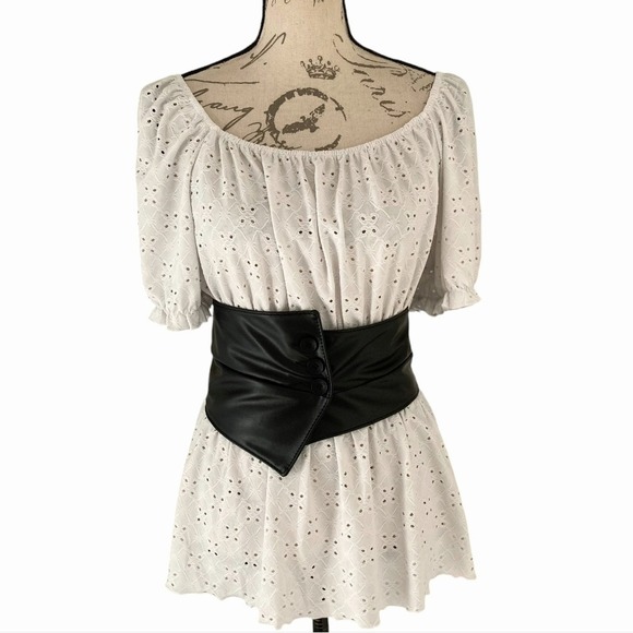 Boutique Accessories - Western Black faux leather Corset Wide waist Belt button underbust statement